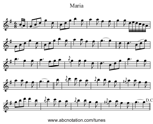 Maria - staff notation