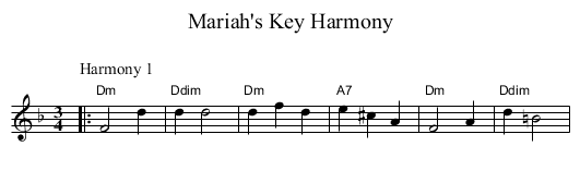 Mariah's Key Harmony - staff notation