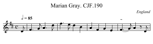 Marian Gray. CJF.190 - staff notation