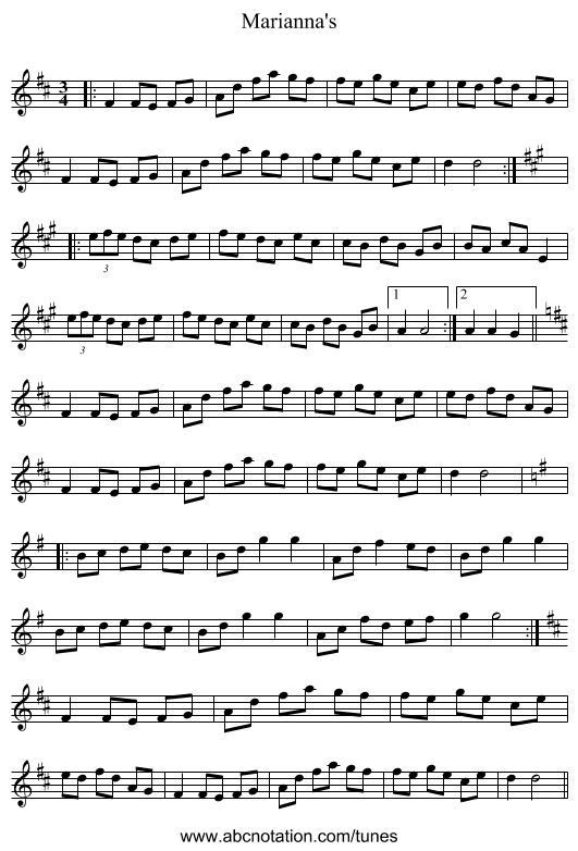 Marianna's - staff notation