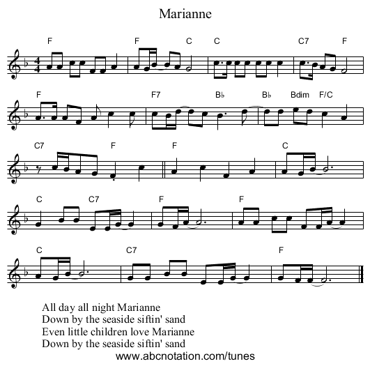 Marianne - staff notation