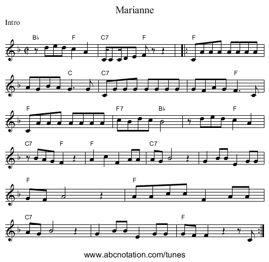 Marianne - staff notation
