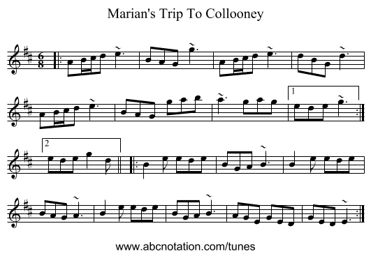 Marian's Trip To Collooney - staff notation