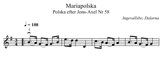 Mariapolska - staff notation