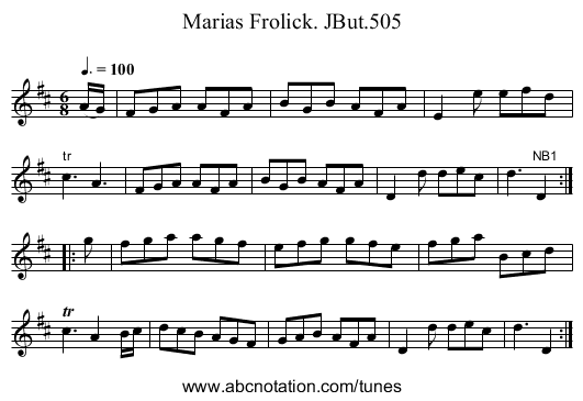 Marias Frolick. JBut.505 - staff notation
