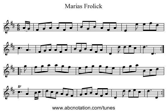 Marias Frolick - staff notation