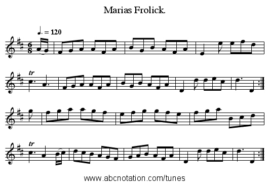 Marias Frolick. - staff notation