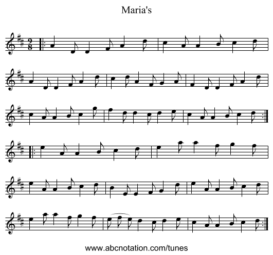 Maria's - staff notation