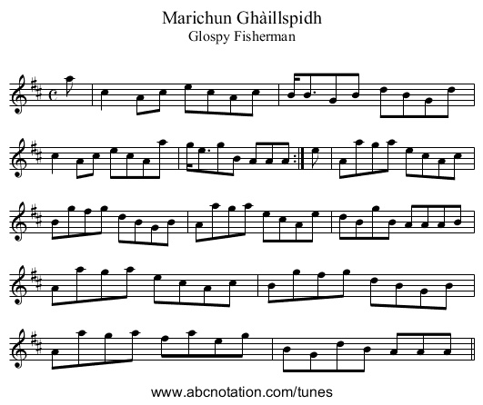 Marichun Ghàillspidh - staff notation