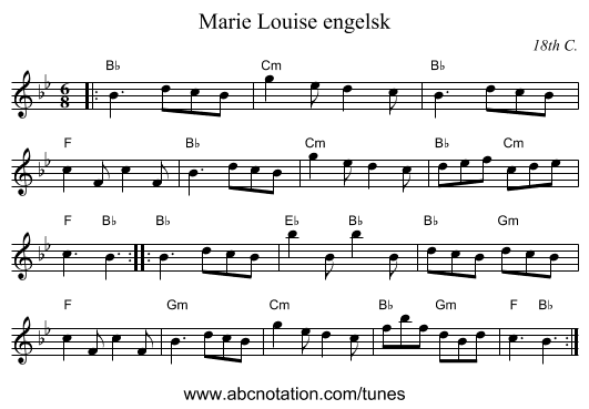 Marie Louise engelsk - staff notation