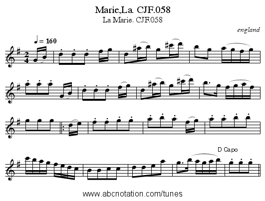 Marie,La. CJF.058 - staff notation