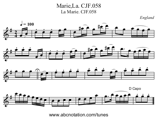 Marie,La. CJF.058 - staff notation