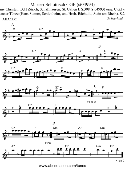 Marien-Schottisch CGF (st04993) - staff notation