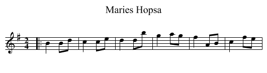 Maries Hopsa - staff notation
