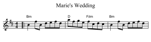 Marie's Wedding - staff notation