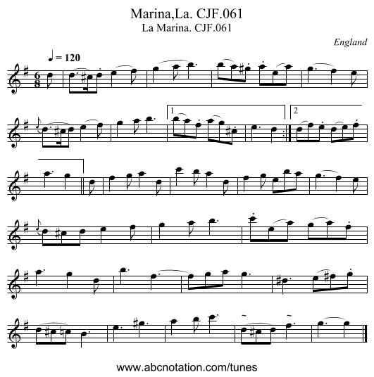 Marina,La. CJF.061 - staff notation