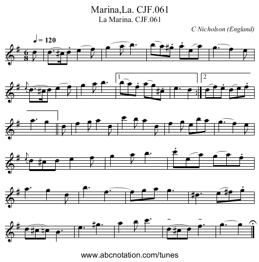 Marina,La. CJF.061 - staff notation
