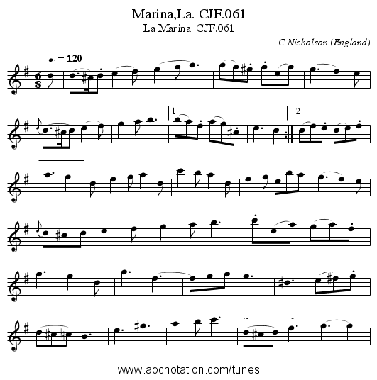 Marina,La. CJF.061 - staff notation