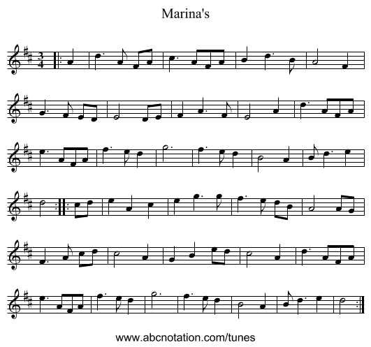 Marina's - staff notation