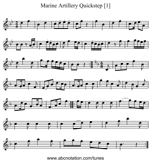Marine Artillery Quickstep [1] - staff notation
