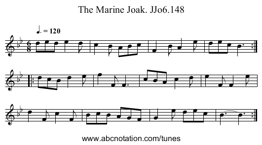 Marine Joak. JJo6.148, The - staff notation