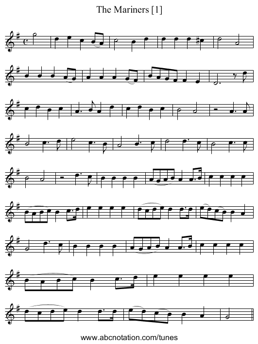 Mariners [1], The - staff notation