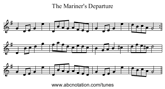 Mariner's Departure, The - staff notation