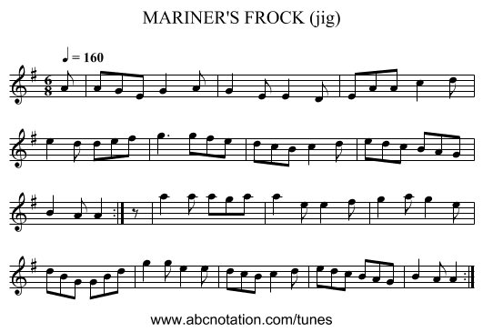 MARINER'S FROCK (jig) - staff notation