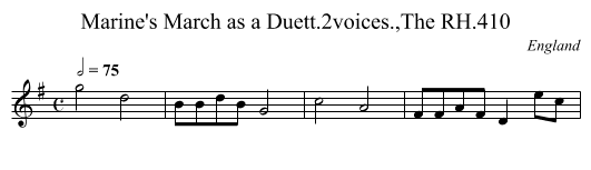 Marine's March as a Duett.2voices.,The RH.410 - staff notation