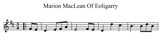 Marion MacLean Of Eoligarry - staff notation