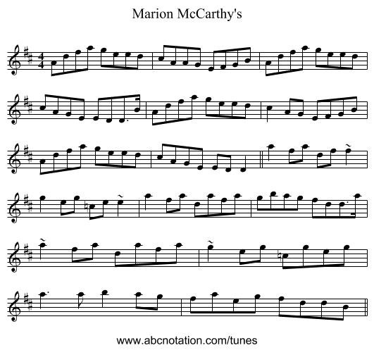 Marion McCarthy's - staff notation