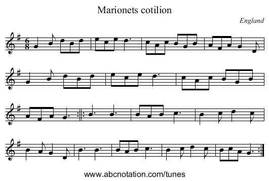 Marionets cotilion - staff notation