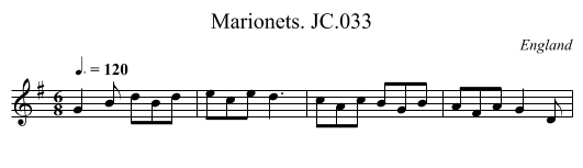 Marionets. JC.033 - staff notation