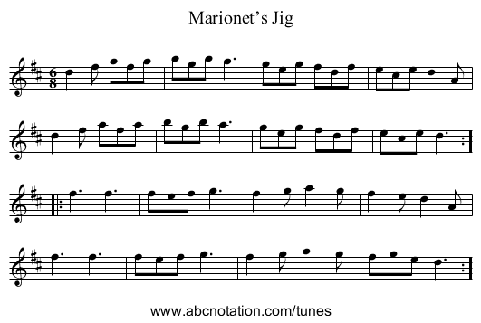 Marionet’s Jig - staff notation