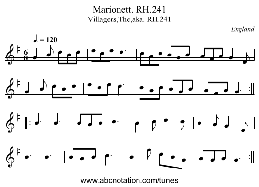 Marionett. RH.241 - staff notation