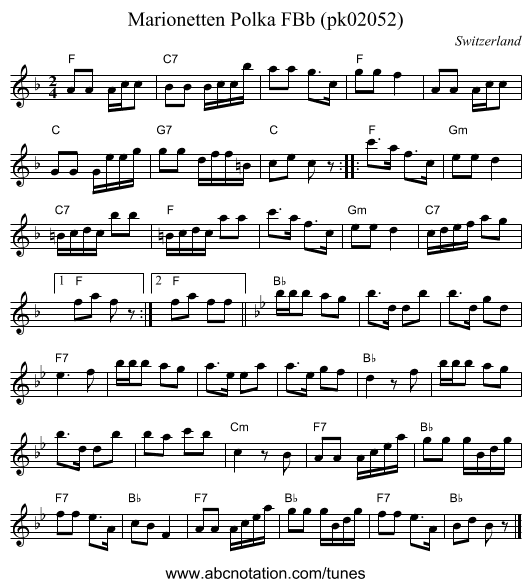 Marionetten Polka FBb (pk02052) - staff notation