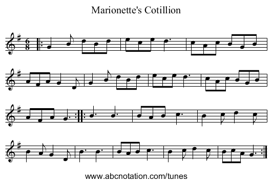 Marionette's Cotillion - staff notation