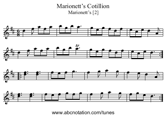 Marionett’s Cotillion - staff notation