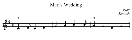 Mari's Wedding - staff notation