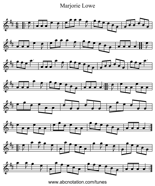 Marjorie Lowe - staff notation