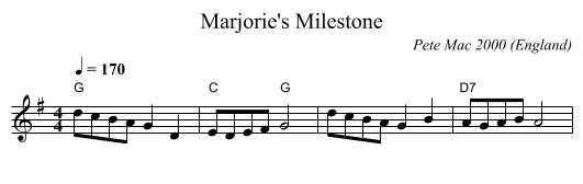 Marjorie's Milestone - staff notation