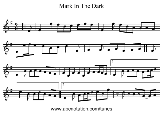 Mark In The Dark - staff notation