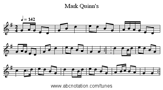 Mark Quinn's - staff notation