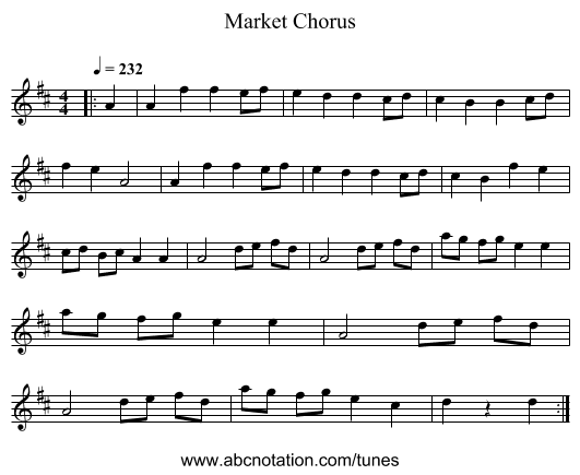 Market Chorus - staff notation