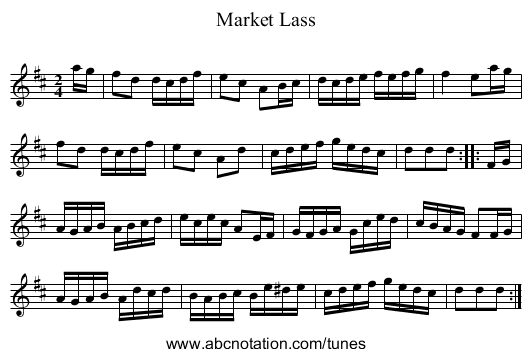 Market Lass - staff notation