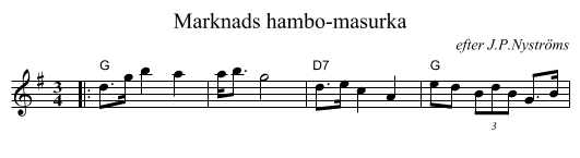 Marknads hambo-masurka - staff notation