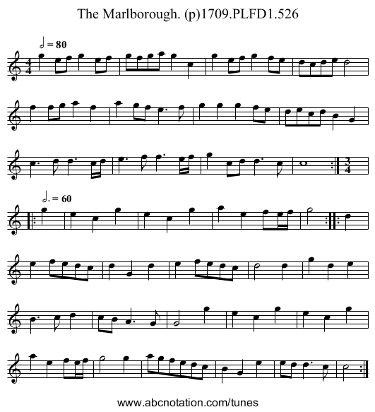 Marlborough. (p)1709.PLFD1.526, The - staff notation