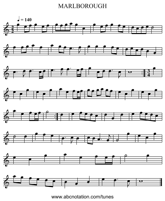 MARLBOROUGH - staff notation