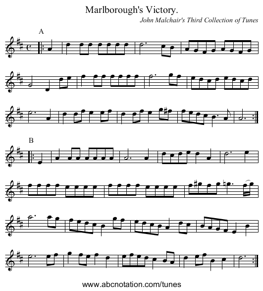 Marlborough's Victory. - staff notation