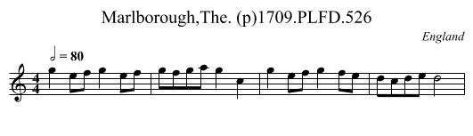 Marlborough,The. (p)1709.PLFD.526 - staff notation